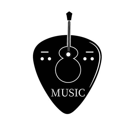 guitar pick guitar rock grunge punk with black pattern on a white backgroundのイラスト素材