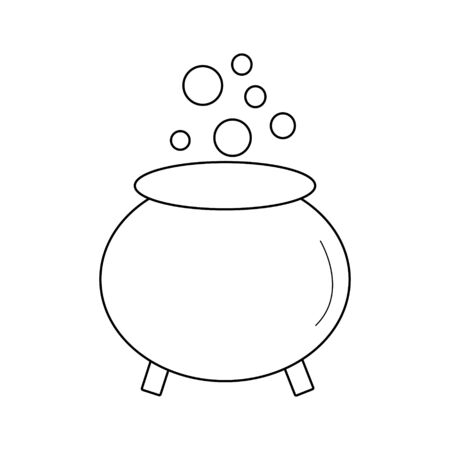 Pot with witch 's potion to halloween black line on white background vectorのイラスト素材