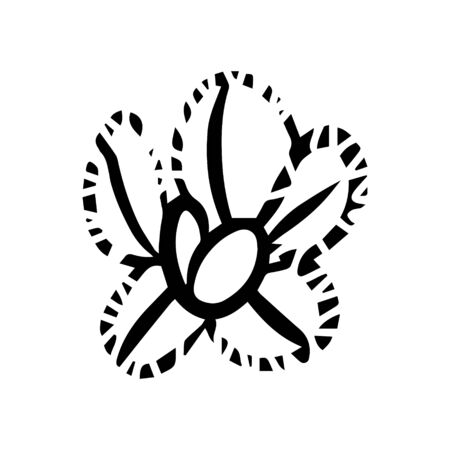 Flower doodle, cartoon, hand draw, isolated on a white background for packaging design, print on fabric, card, postcard, notebook, notepad, wallpaper. Bio, organic, natural. For cosmetics. Vector.のイラスト素材