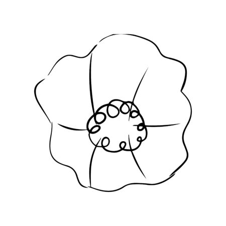 Flower doodle, cartoon, hand draw, isolated on a white background for packaging design, print on fabric, card, postcard, notebook, notepad, wallpaper. Bio, organic, natural. For cosmetics. Vector.のイラスト素材