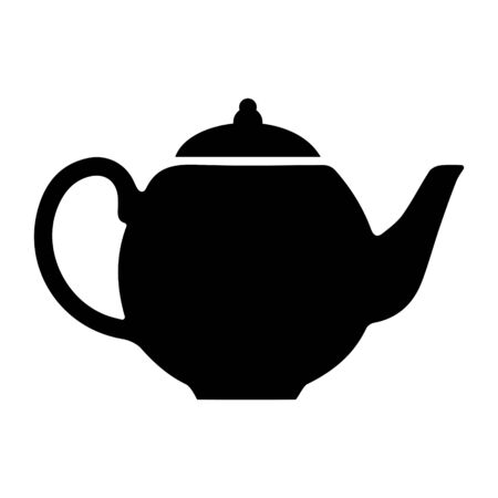 Kettle, for tea ceremony, tea time, kitchen item Black silhouette, isolated on white background.のイラスト素材