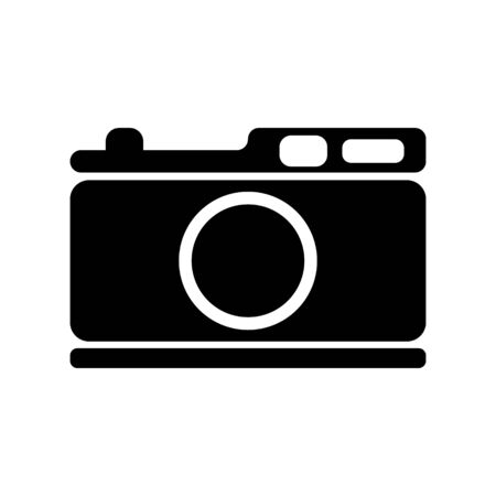 Camera Icon, for photo studios, documents, model photo. A black silhouette isolated on a white background. Symbol for the design of mobile app, game. Vector.のイラスト素材