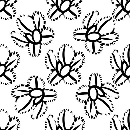 Flower doodle, cartoon, hand draw, isolated on a white background for packaging design, print on fabric, card, postcard, notebook, notepad, wallpaper. Bio, organic, natural. For cosmetics.のイラスト素材