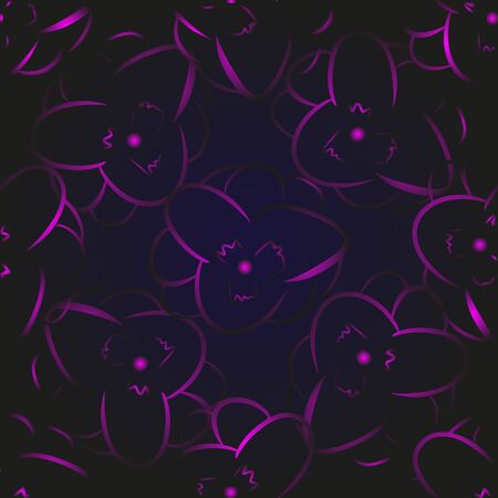Flower doodle, cartoon, hand draw, pink gradient isolated on a violet background for packaging design, print on fabric, card, postcard, notebook, notepad, wallpaper. Bio, organic, natural. For cosmetics.のイラスト素材