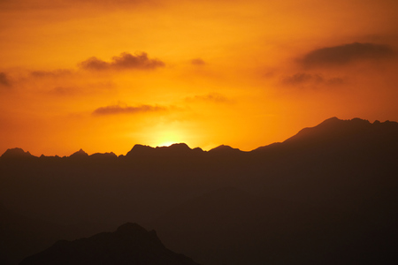 Oman sunset mountainsの写真素材