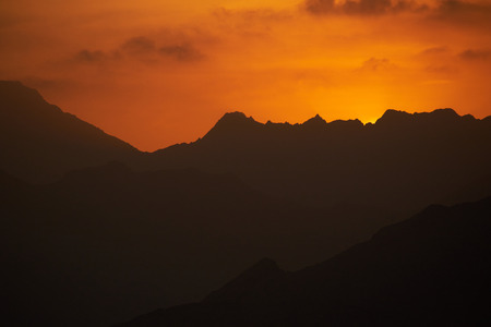 Oman sunset mountainsの写真素材