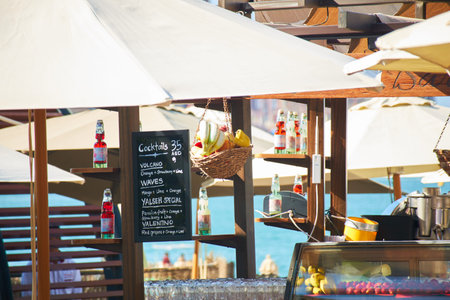 the counter in the beach cafeのeditorial素材