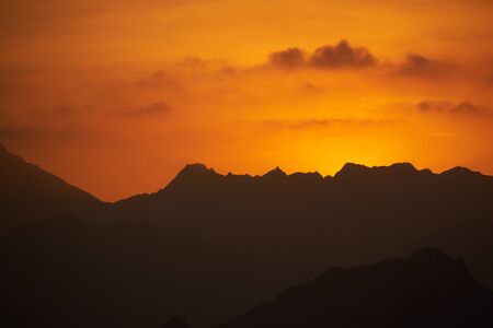 Oman sunset mountainsの写真素材
