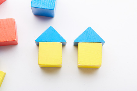 Wooden colorful cubesの写真素材