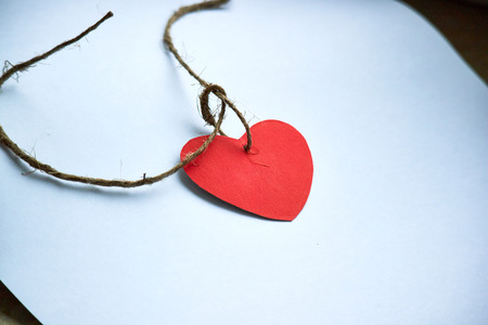 heart on a string on Valentine's Dayの写真素材