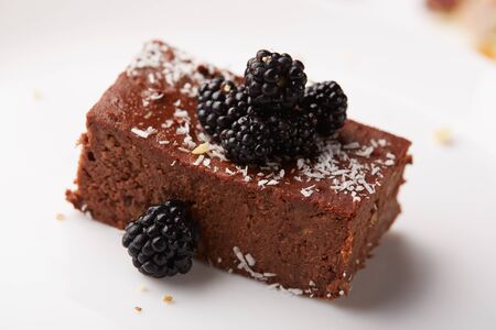 dessert with blackberriesの写真素材