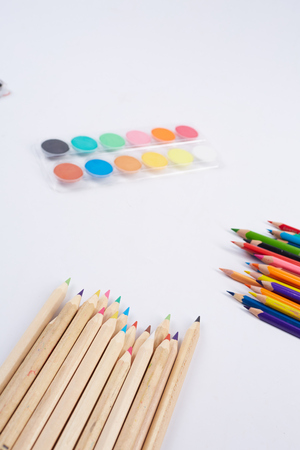 colored pencils and watercolorの写真素材