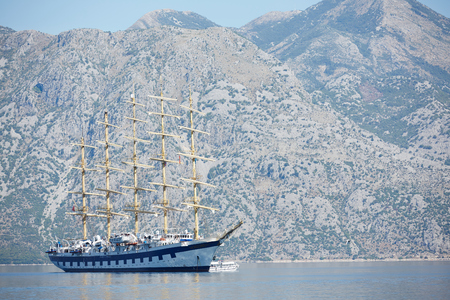 ship in the mountains of Montenegroのeditorial素材
