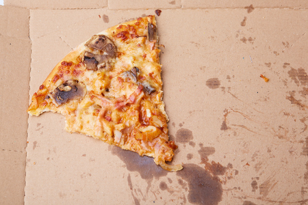 pizza with ham and mushroomsの写真素材