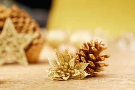Gold Christmas decorationsの写真素材