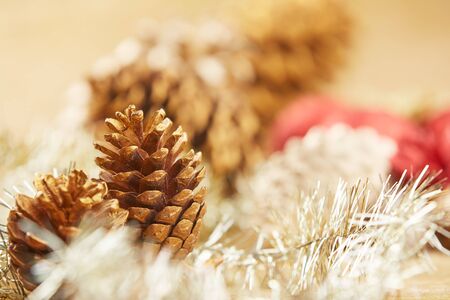 Gold Christmas decorationsの写真素材