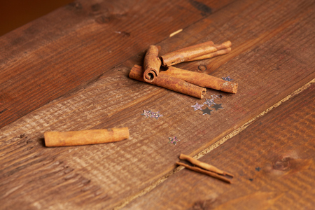cinnamon on the tableの写真素材