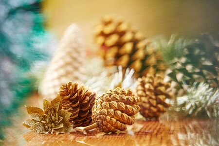 Gold Christmas decorationsの写真素材