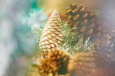 Gold Christmas decorationsの写真素材