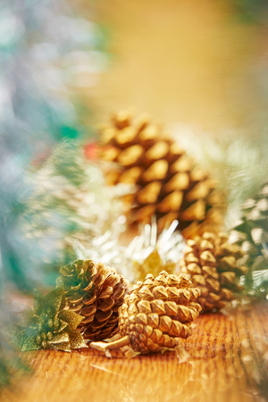 Gold Christmas decorationsの写真素材