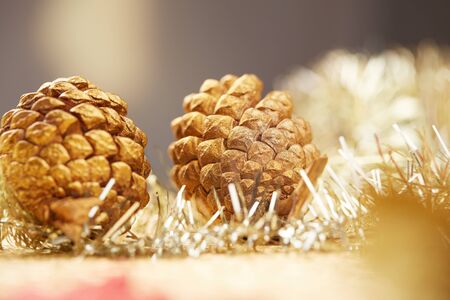 Gold Christmas decorationsの写真素材