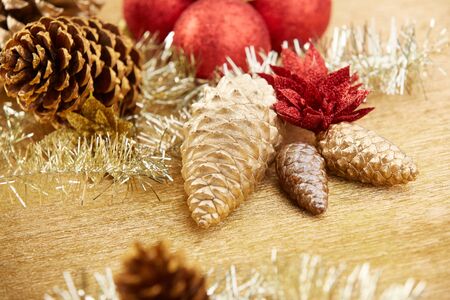 Gold Christmas decorationsの写真素材
