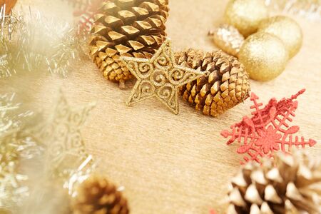 Gold Christmas decorationsの写真素材