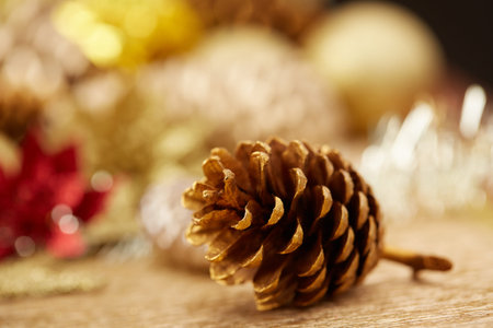 Christmas golden conesの写真素材