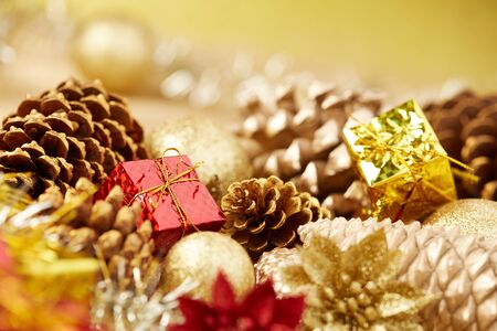 Christmas golden conesの写真素材