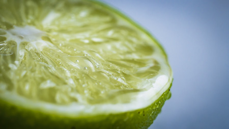 sliced lime macro on white backgroundの写真素材