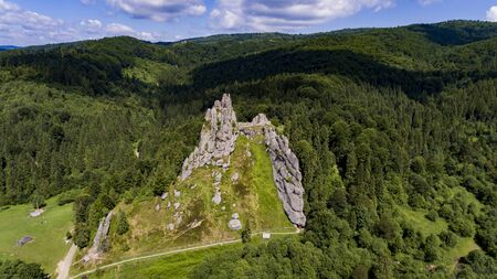 Tustan Fortess. Ukraine. aerial 10.07.2017の写真素材