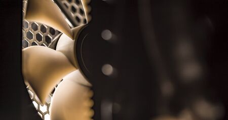 computer fan in case with background lightの写真素材