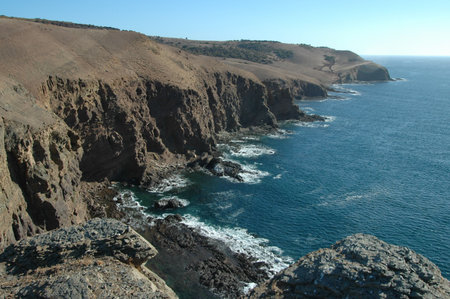 Coastal cliffs, Kangaroo Island, South Australiaの写真素材