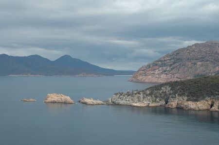 Wineglass Bay from Cape Tourville, Freycinet National Park, Tasmania, Australiaの写真素材
