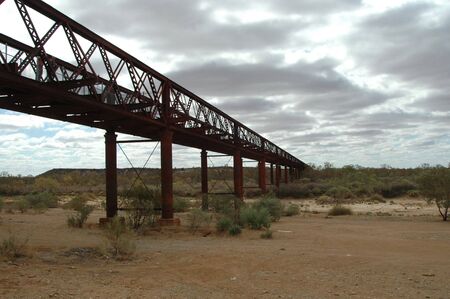 Algebuckina Bridge, Old Ghan Railway, South Australiaの写真素材