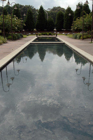 Reflecting pool, memorial garden, Mighty Eighth Air Force Museum, Savannah, Georgiaの写真素材
