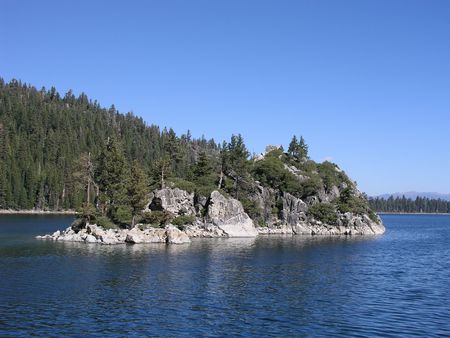 Fannette Island, Emerald Bay, Lake Tahoe, Californiaの写真素材