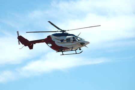 Helicopter landing at Palo Alto Airport, Californiaの写真素材