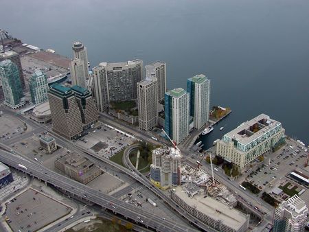 Toronto lakeshore from the CN Towerの写真素材