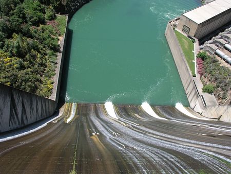 Spillway, Shasta Dam, Californiaの写真素材
