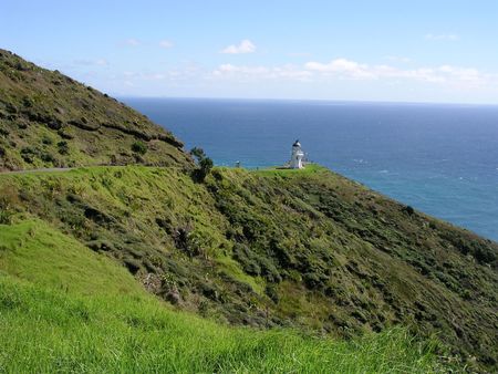 Cape Reinga Lighthouse, almost the northernmost point in New Zealandの写真素材