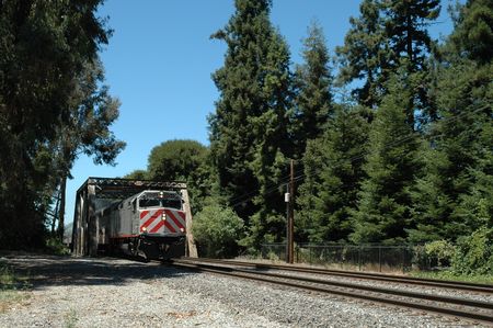 San Francisco Peninsula commuter train, Palo Alto, Californiaの写真素材