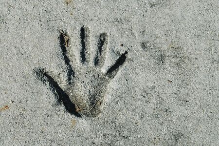 Sidewalk handprintの写真素材