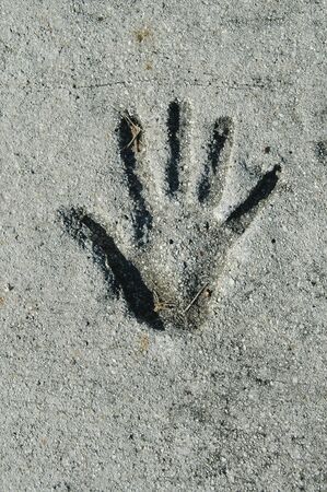 Sidewalk handprintの写真素材