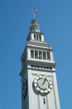 Clock tower, Ferry Building, San Francisco, Californiaの写真素材