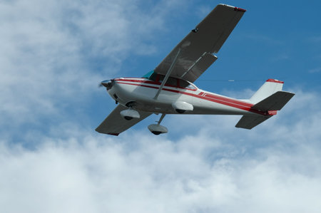 Light plane landing, Palo Alto Airport, California