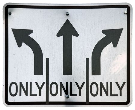 Left/Straight/Right Turn Lanes signの写真素材
