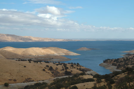 San Luis Reservoir near Los Banos, Californiaの写真素材
