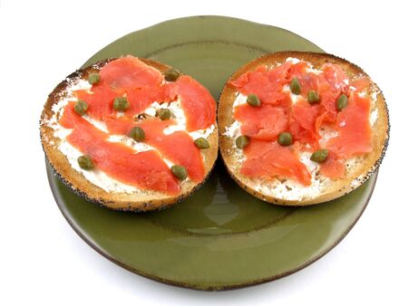 A breakfast of bagel & loxの写真素材