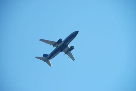Commercial jet overheadの写真素材